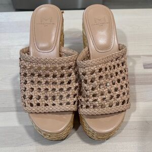 Marc Fisher Beige Woven Wedge Sandals